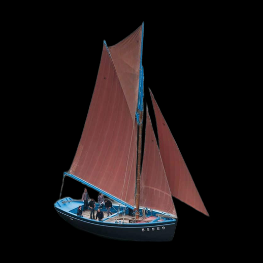 Voilier traditionnel 3D gratuit avec voiles rouges - modele 3D gratuit