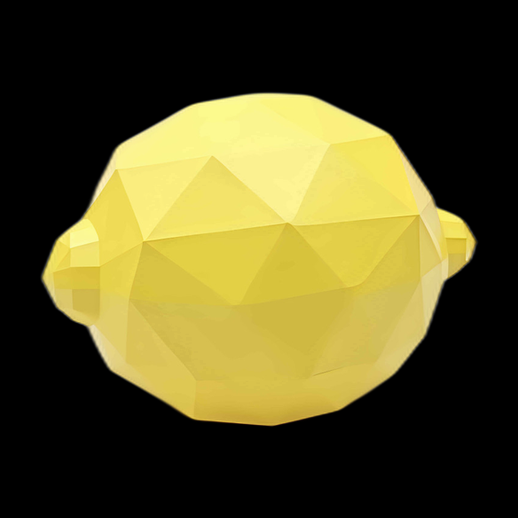 Citron jaune polygonal, rendu 3D