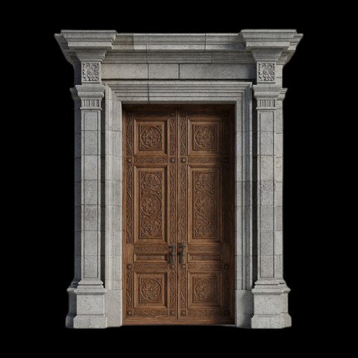 Porte double classique 3D gratuit bois sculpté