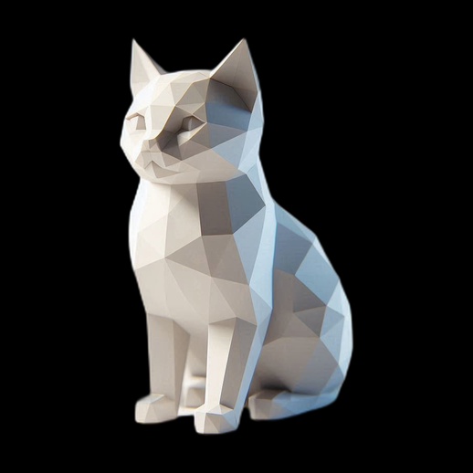 Chat low poly 3D gratuit minimaliste