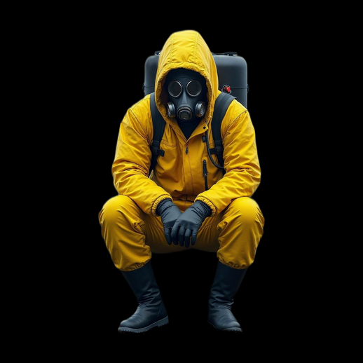 Modele 3D gratuit combinaison hazmat jaune avec masque