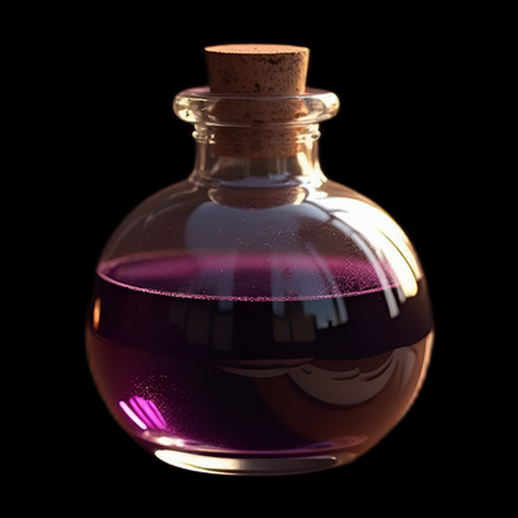 Potion violette dans flacon en verre