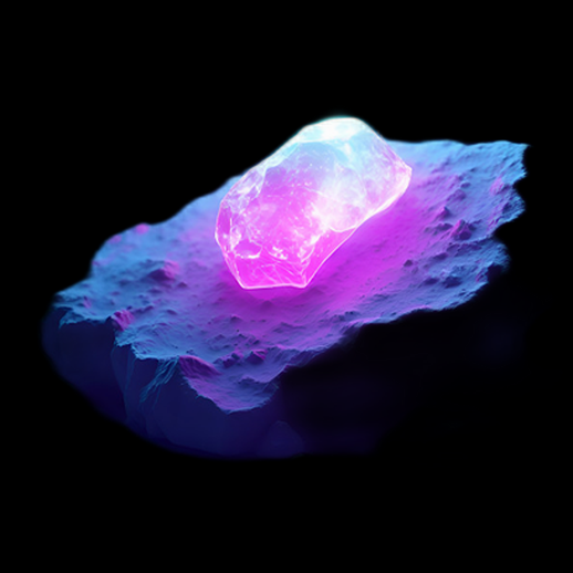 Cristal luminescent sur rocher texturé