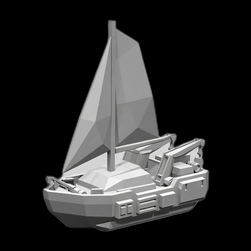 Voilier low poly 3D gratuit stylisé