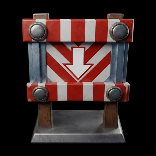 Barriere de chantier 3D gratuit fleche rouge