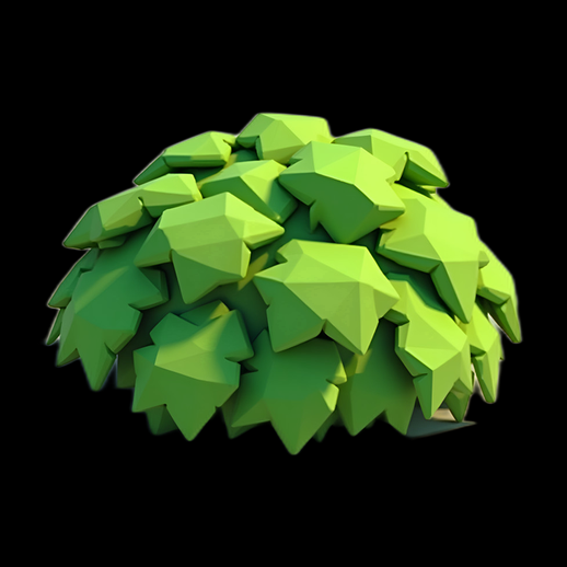 Buisson à feuilles vertes stylisées - modele 3D gratuit
