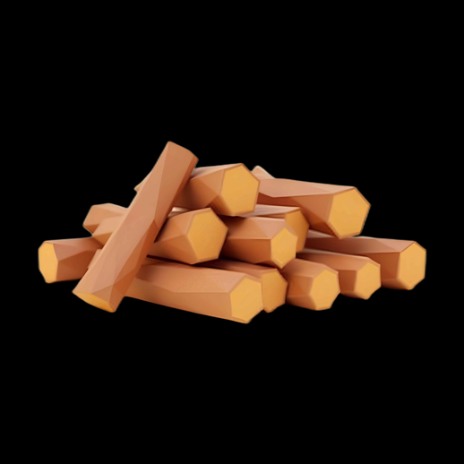 Bois polygonaux pour feu de camp