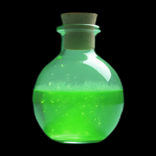 Potion verte en bouteille