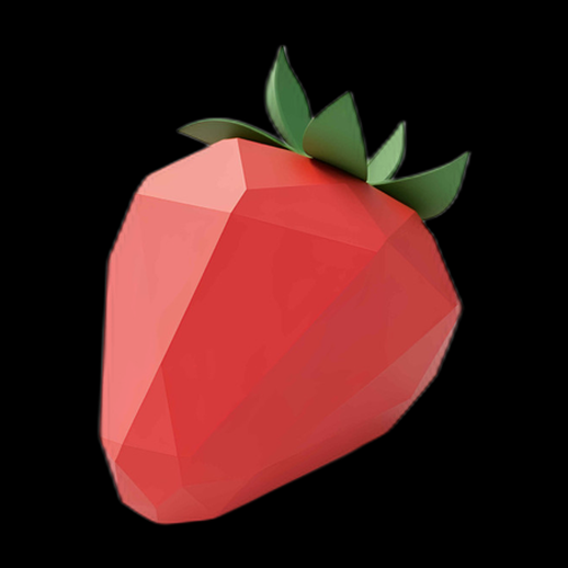 Fraise 3D low-poly rouge et verte