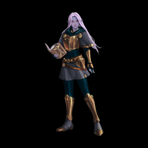 Elfe magicienne avec armure dorée