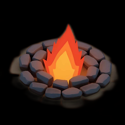 Asset 3D de feu de camp