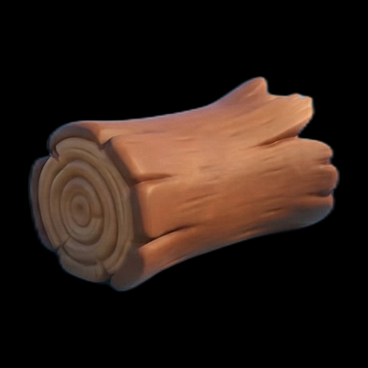 Bûche en bois 3D gratuit style cartoon - modele 3D gratuit