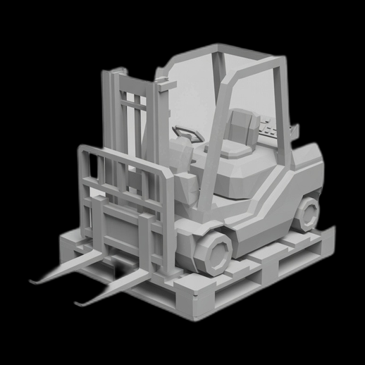 Chariot elevateur 3D gratuit style low poly