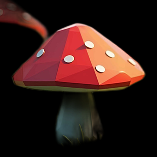 Asset 3D de champignon stylisé
