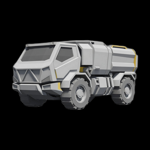 Camion futuriste blindé 3D gratuit low poly