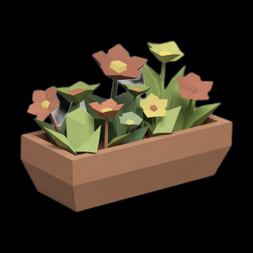 Jardiniere fleurs low poly 3D gratuit