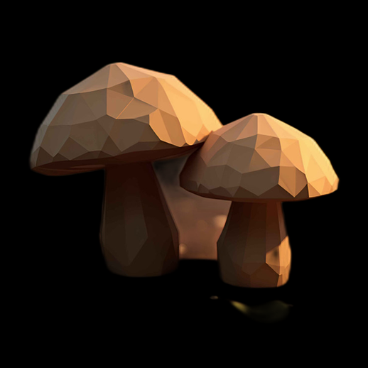 Asset 3D : Deux cèpes low poly