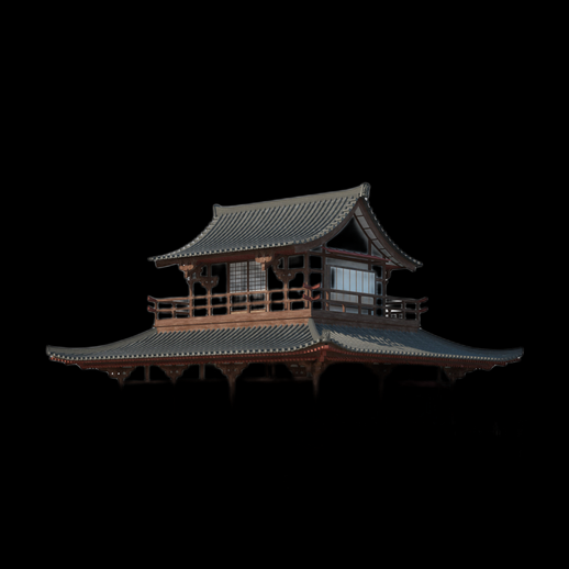 Temple japonais traditionnel 3D gratuit en bois - modele 3D gratuit