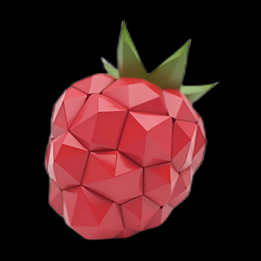 Framboise polygonale rouge en 3D