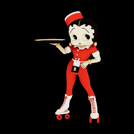 Serveuse retro en rollers modele 3D gratuit