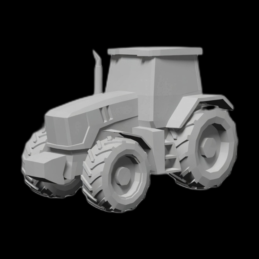 Tracteur agricole 3D gratuit style low poly