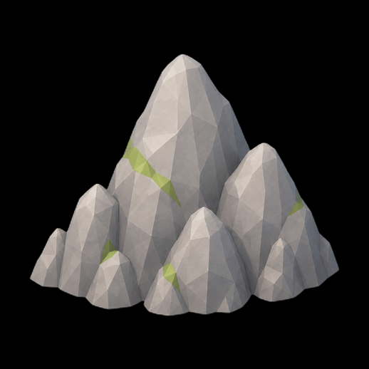 Montagne low poly 3D gratuit roche stylisee