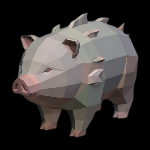 Cochon low poly 3D gratuit stylise