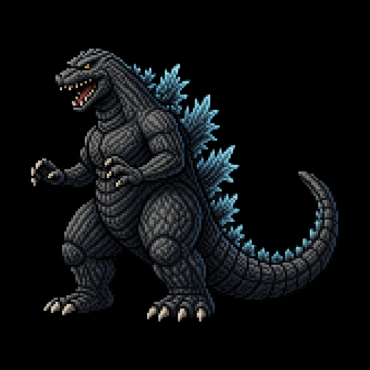 Monstre Godzilla pixel art 3D gratuit