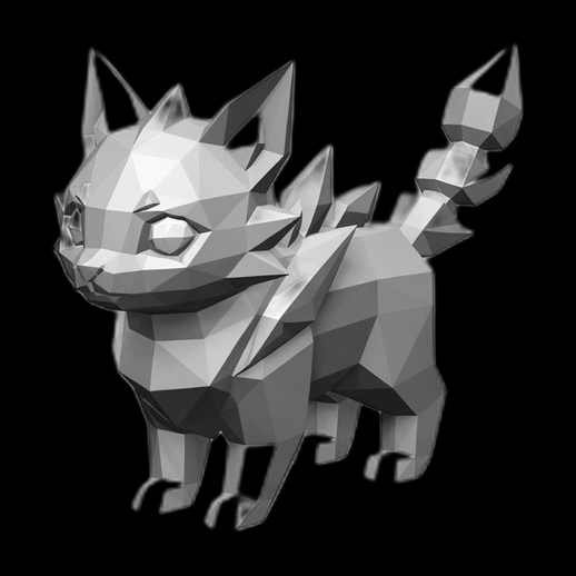 Creature chat low poly 3D gratuit stylise
