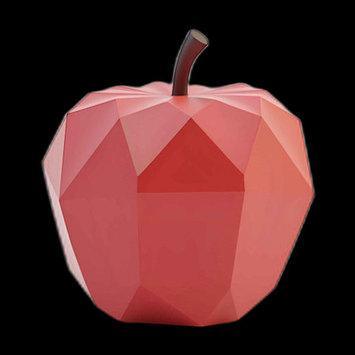 Pomme 3D basse poly rouge