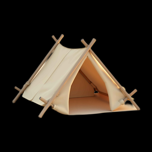 Tente en toile et bois 3D
