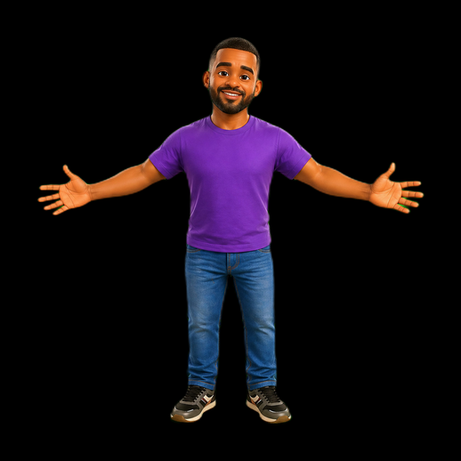 Personnage homme cartoon 3D gratuit bras ouverts