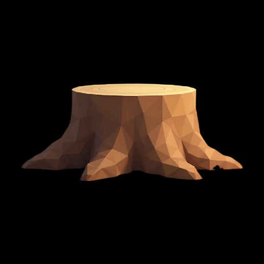 Souche d'arbre polygonale basse résolution - modele 3D gratuit