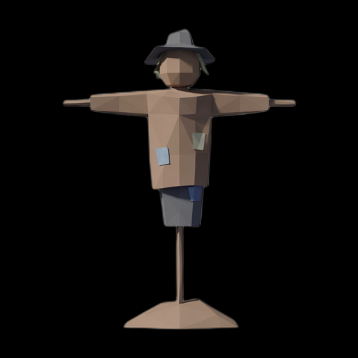 Epouvantail low poly 3D gratuit stylise