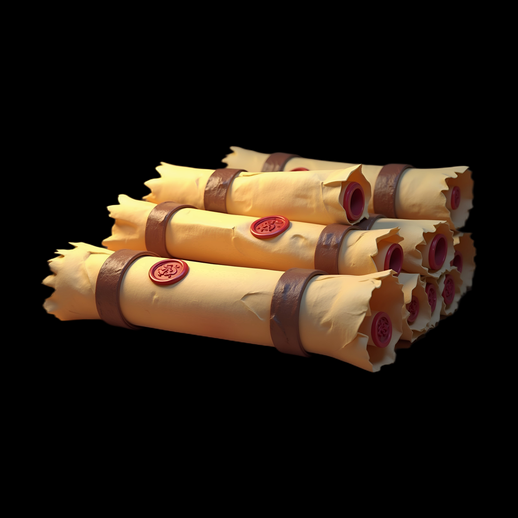 Pile de Parchemins Scellés 3D