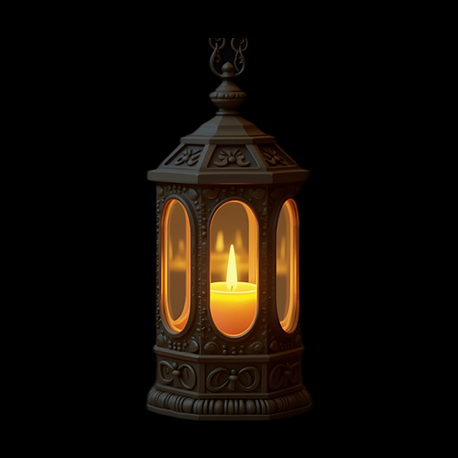 Lanterne antique avec bougie 3D