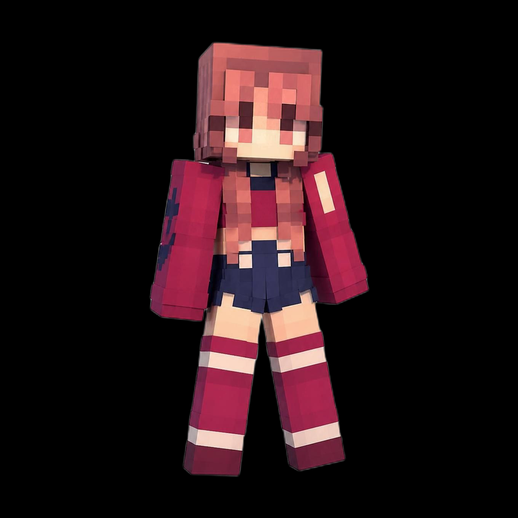 Personnage Minecraft fille 3D gratuit style kawaii