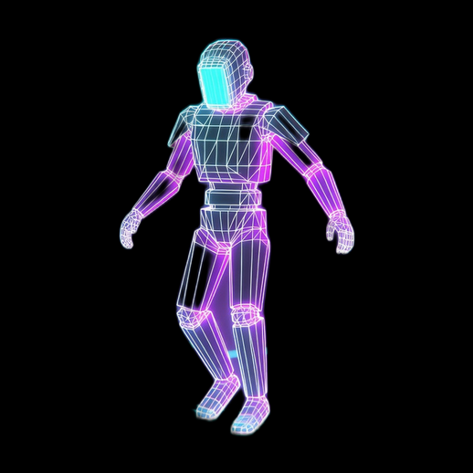 Robot filaire néon futuriste