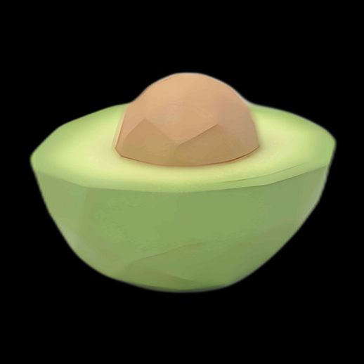 Avocat coupé, 3D, minimaliste