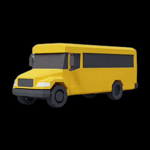 Bus scolaire 3D gratuit style low poly