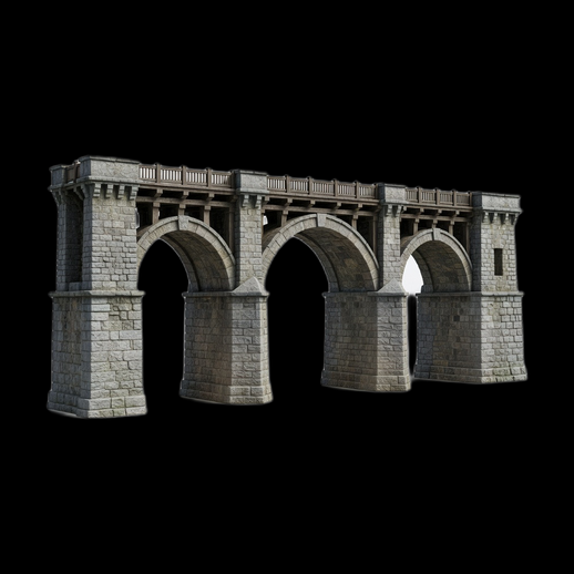 Pont en pierre 3D gratuit avec arches