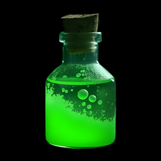 Bouteille de potion verte lumineuse