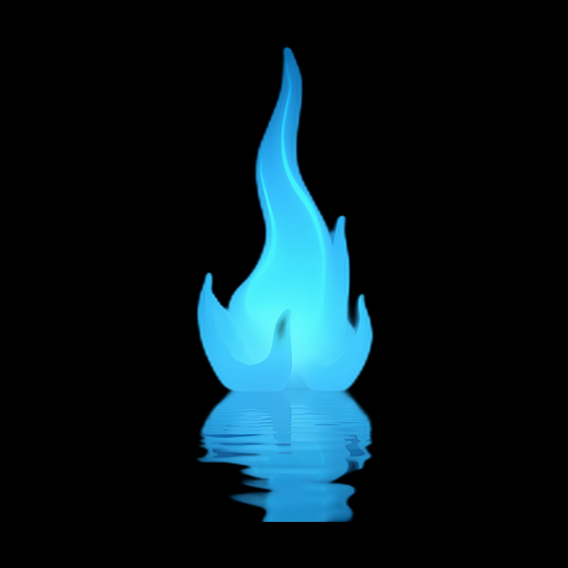 Flamme Bleue Fluorescente en 3D
