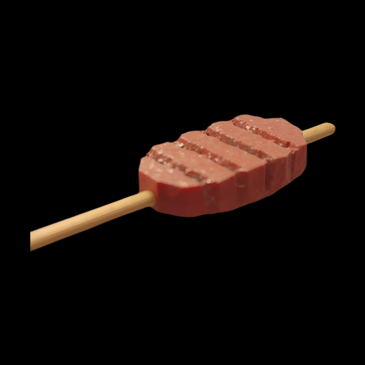 Brochette de steak grillé en 3D