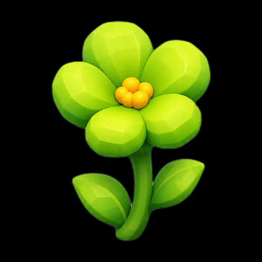 Fleur stylisee 3D gratuit low poly verte - modele 3D gratuit