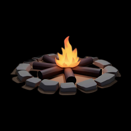 Asset 3D : Feu de Camp Stylisé