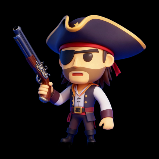 Pirate cartoon 3D gratuit avec pistolet