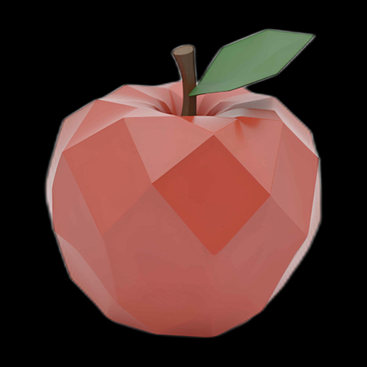 Pomme rouge géométrique 3D basse résolution