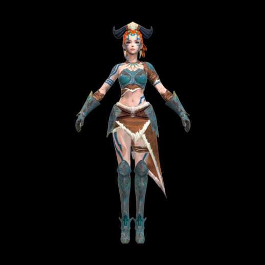 Guerriere fantasy tribale 3D gratuit stylisee - modele 3D gratuit