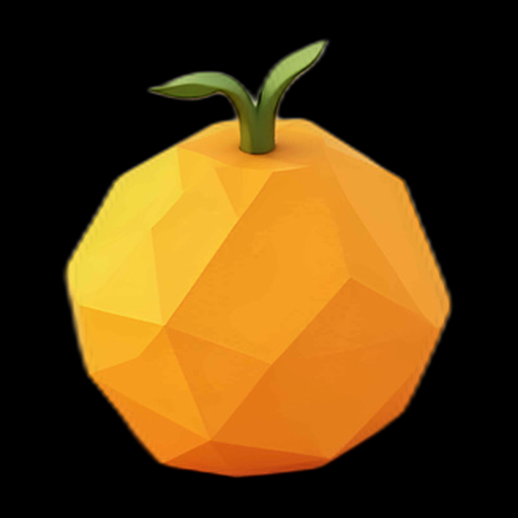 Orange 3D stylisée à facettes